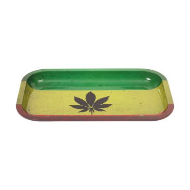 ? Rasta Leaf Large Metal Rolling Tray Smartific 8718274713497
