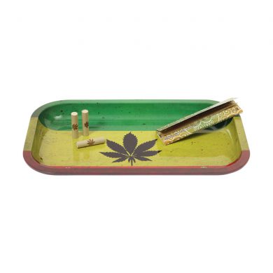 ? Rasta Leaf Large Metal Rolling Tray Smartific 8718274713497